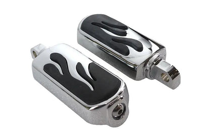 V-Twin Chrome Flame Style Footpeg Set with 4-inch Pegs and Mounting Hardware by V-Twin