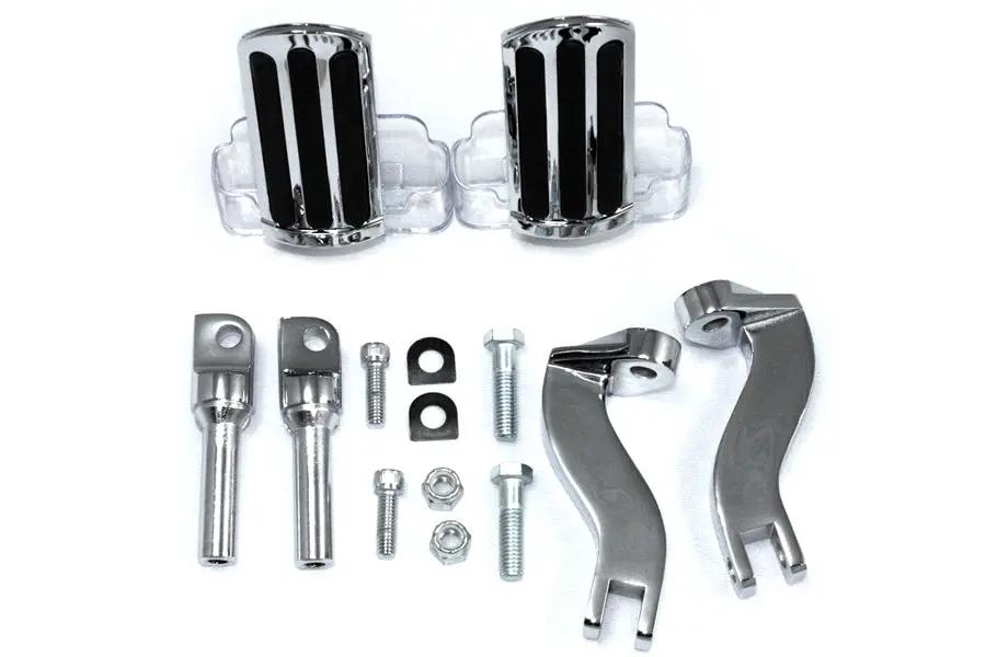 V-Twin Rail Style Adjustable Footpeg Kit Chrome for Harley Davidson FLT Models by V-Twin
