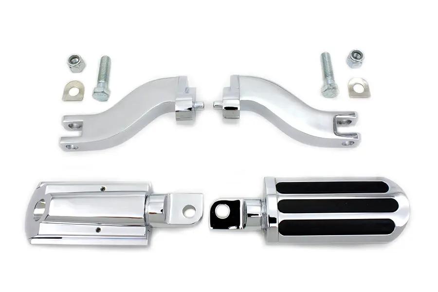 V-Twin Rail Style Adjustable Footpeg Kit Chrome for Harley Davidson FLT Models by V-Twin