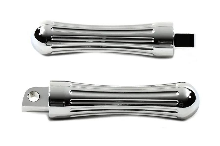 V-Twin Chrome Billet Batique Style Footpeg Set for Harley Softail Models by V-Twin