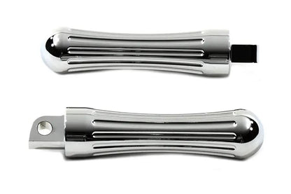 V-Twin Chrome Billet Batique Style Footpeg Set for Harley Softail Models by V-Twin