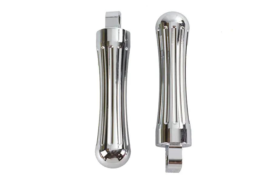 V-Twin Chrome Billet Batique Style Footpeg Set for Harley Softail Models by V-Twin