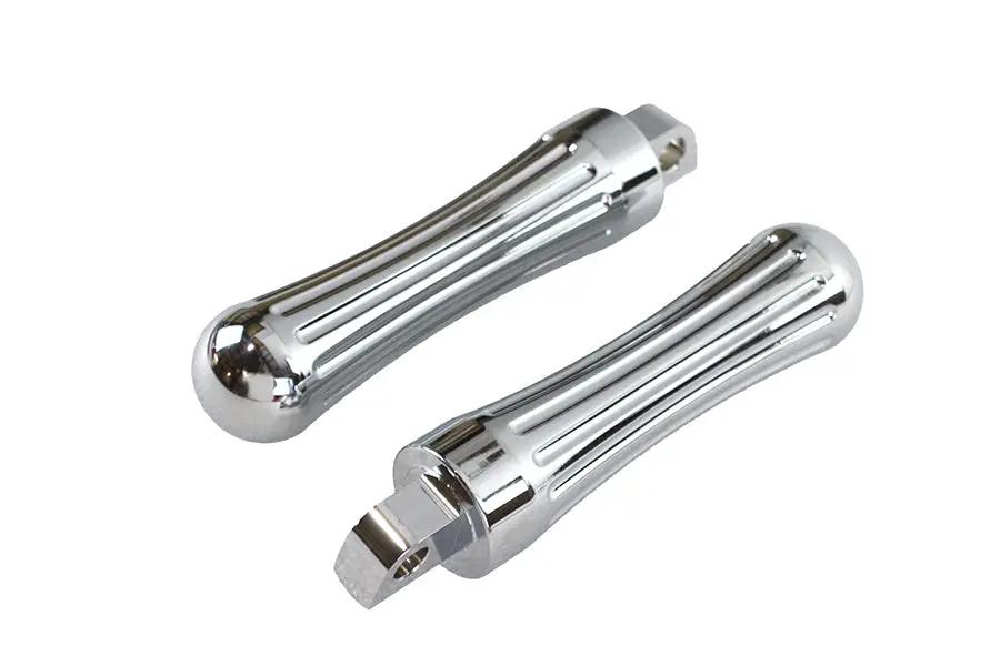 V-Twin Chrome Billet Batique Style Footpeg Set for Harley Softail Models by V-Twin