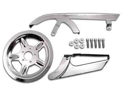 V-Twin Chrome Belt Guard and Pulley Cover Kit for Harley Davidson XL (2004-2013) by V-Twin