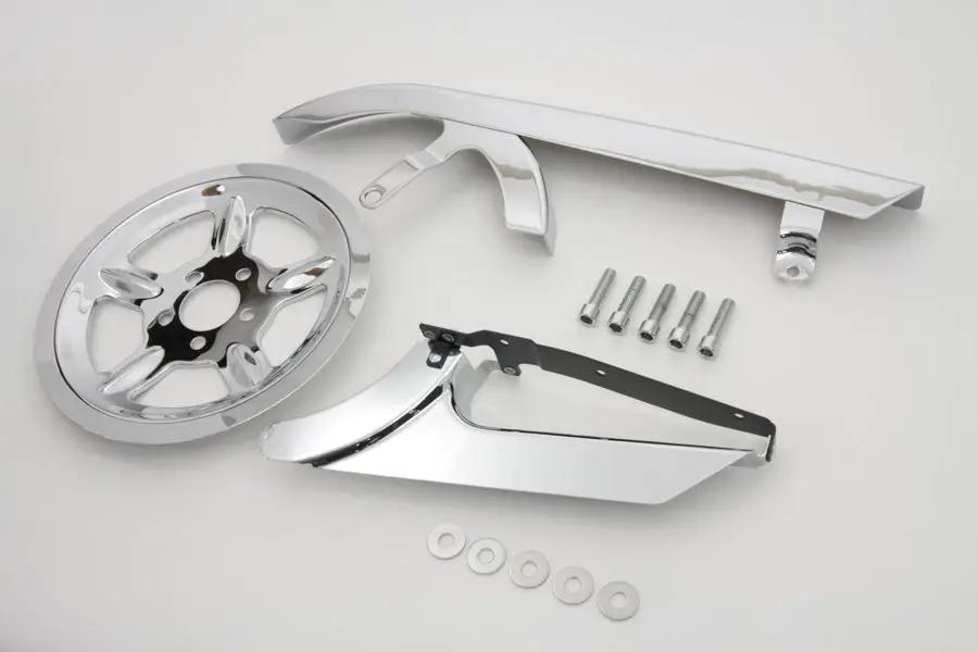 V-Twin Chrome Belt Guard and Pulley Cover Kit for Harley Davidson XL (2004-2013) by V-Twin