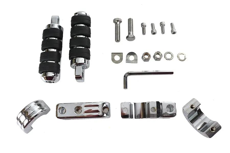 V-Twin Chrome Engine Bar Footpeg Mount Kit with Footpegs by V-Twin