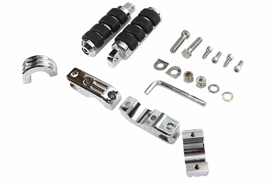 V-Twin Chrome Engine Bar Footpeg Mount Kit with Footpegs by V-Twin