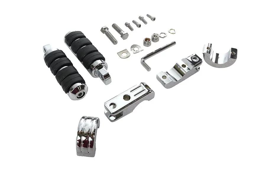V-Twin Chrome Engine Bar Footpeg Mount Kit with Footpegs by V-Twin