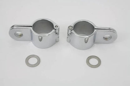 V-Twin Chrome 1-1/4 Inch Footpeg Mount Clamp Set with Hinge Mounting by V-Twin