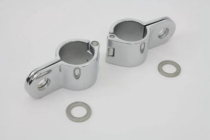 V-Twin Chrome 1-1/4 Inch Footpeg Mount Clamp Set with Hinge Mounting by V-Twin