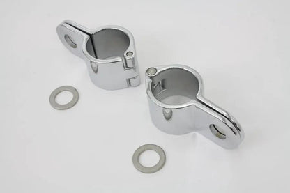 V-Twin Chrome 1-1/4 Inch Footpeg Mount Clamp Set with Hinge Mounting by V-Twin