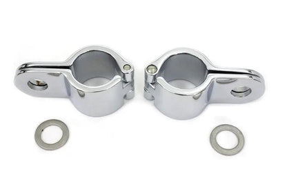 V-Twin Chrome 1-1/8 Inch Footpeg Mount Clamp Set with Hinge Type Mounting by V-Twin