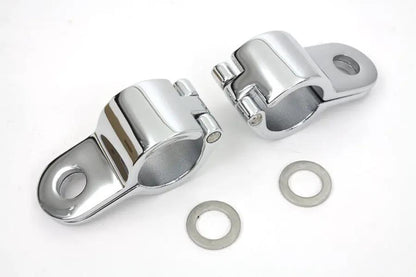 V-Twin Chrome 1-1/8 Inch Footpeg Mount Clamp Set with Hinge Type Mounting by V-Twin