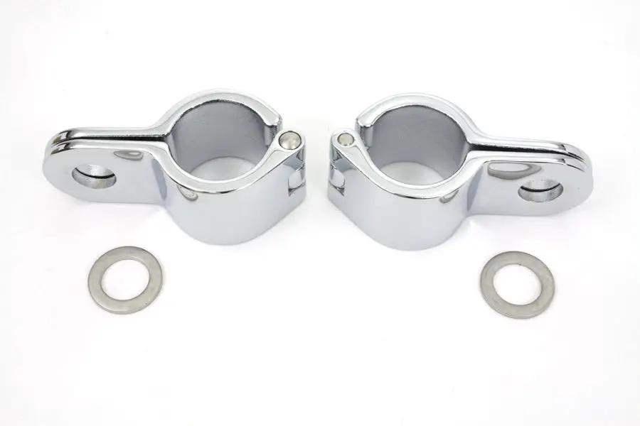 V-Twin Chrome 1-1/8 Inch Footpeg Mount Clamp Set with Hinge Type Mounting by V-Twin