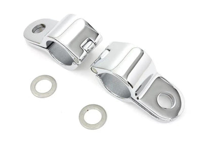 V-Twin Chrome 1-1/8 Inch Footpeg Mount Clamp Set with Hinge Type Mounting by V-Twin