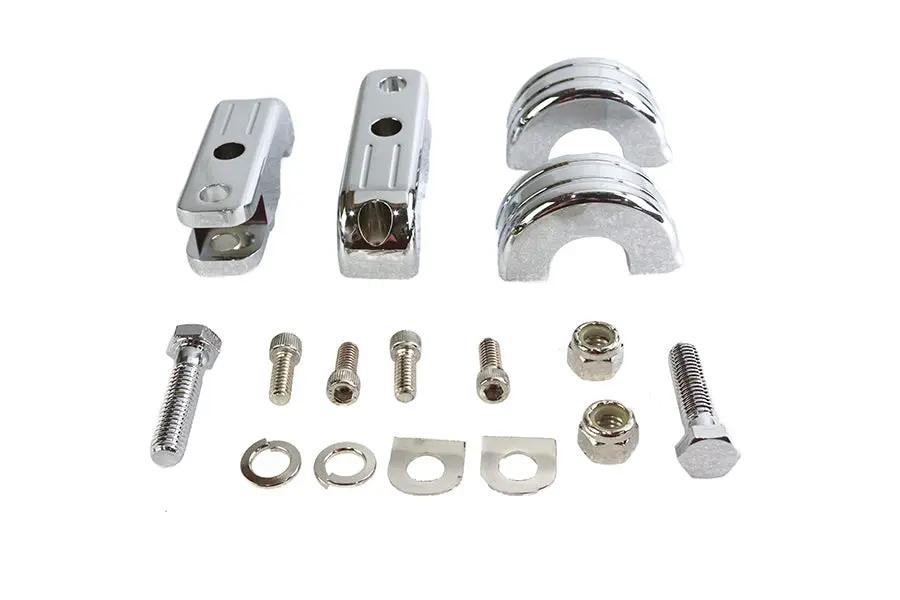 V-Twin Chrome Billet Footpeg Mount Set for 1 Inch Frame Tube - P77-6003 by V-Twin