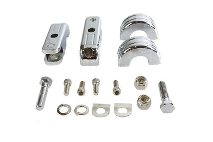 V-Twin Chrome Billet Footpeg Mount Set for 1 Inch Frame Tube - P77-6003 by V-Twin