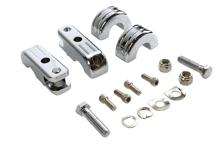 V-Twin Chrome Billet Footpeg Mount Set for 1 Inch Frame Tube - P77-6003 by V-Twin