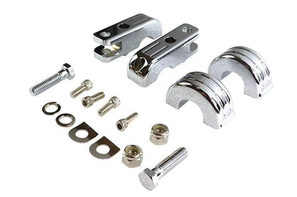 V-Twin Chrome Billet Footpeg Mount Set for 1 Inch Frame Tube - P77-6003 by V-Twin