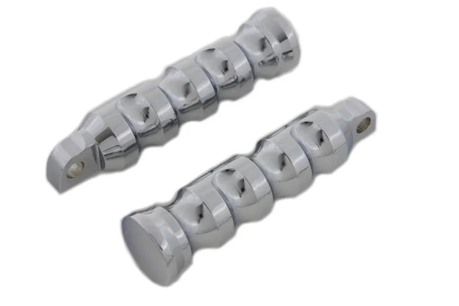 Wyatt Gatling Chrome Contour Grooved Footpeg Set - Perfect for Custom Harley Softail Models by Wyatt Gatling