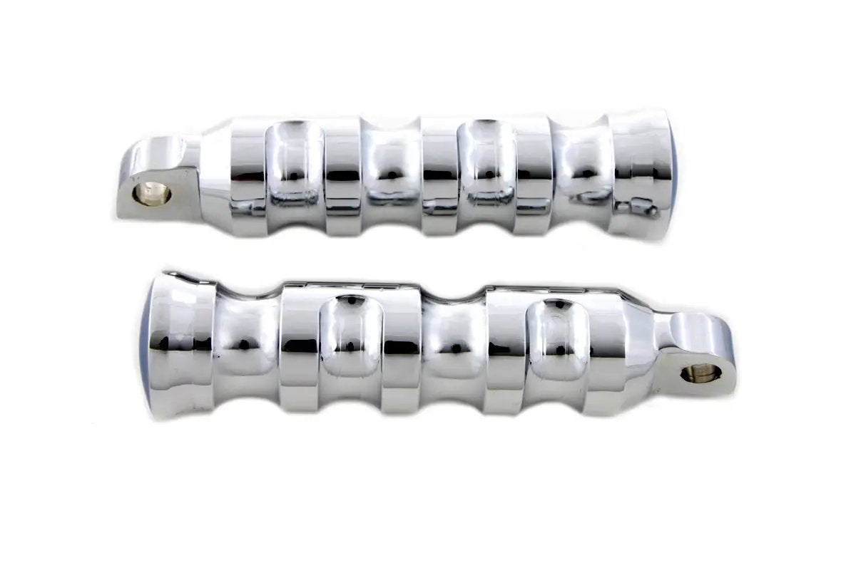 Wyatt Gatling Chrome Contour Grooved Footpeg Set - Perfect for Custom Harley Softail Models by Wyatt Gatling