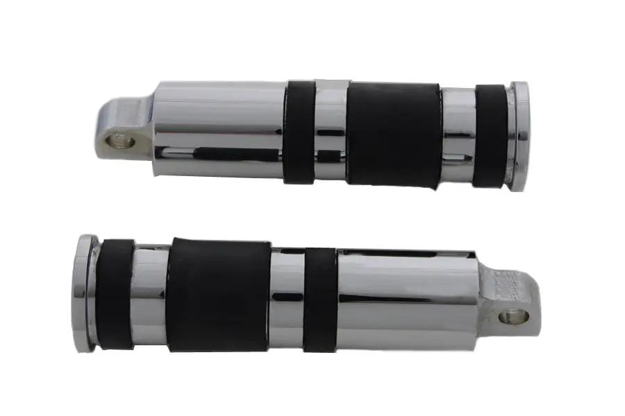Wyatt Gatling Chrome Banded Skull End Footpeg Set for Harley-Davidson Softail Models by Wyatt Gatling