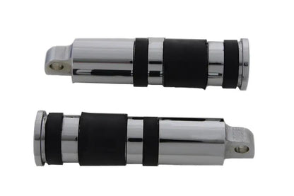 Wyatt Gatling Chrome Banded Skull End Footpeg Set for Harley-Davidson Softail Models by Wyatt Gatling