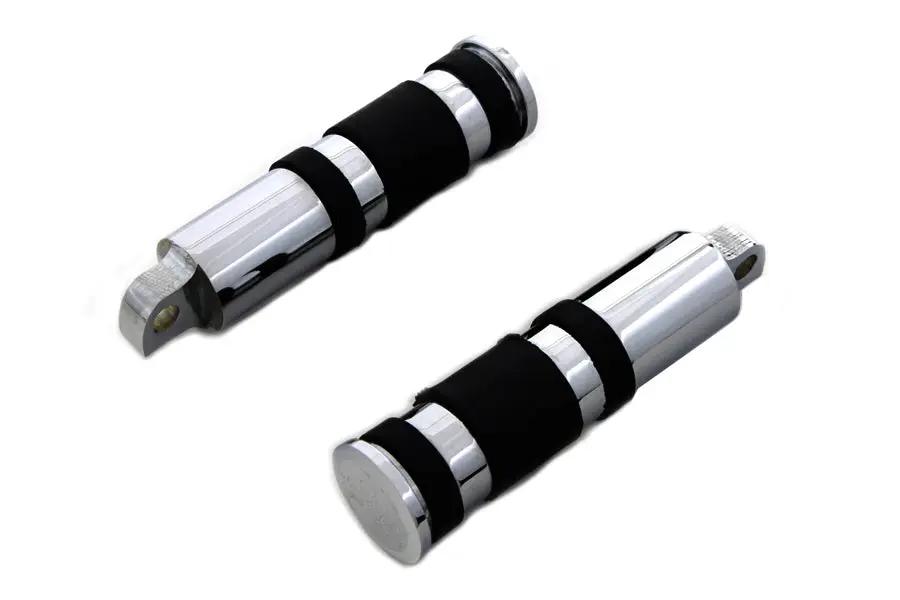 Wyatt Gatling Chrome Banded Skull End Footpeg Set for Harley-Davidson Softail Models by Wyatt Gatling