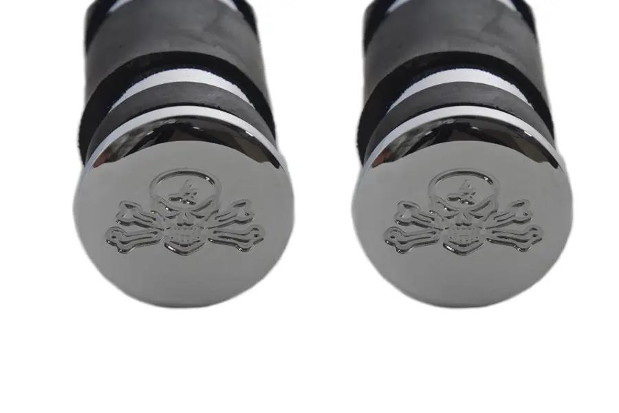 Wyatt Gatling Chrome Banded Skull End Footpeg Set for Harley-Davidson Softail Models by Wyatt Gatling