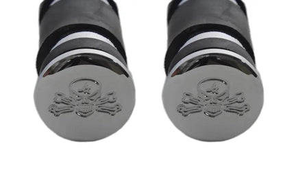 Wyatt Gatling Chrome Banded Skull End Footpeg Set for Harley-Davidson Softail Models by Wyatt Gatling