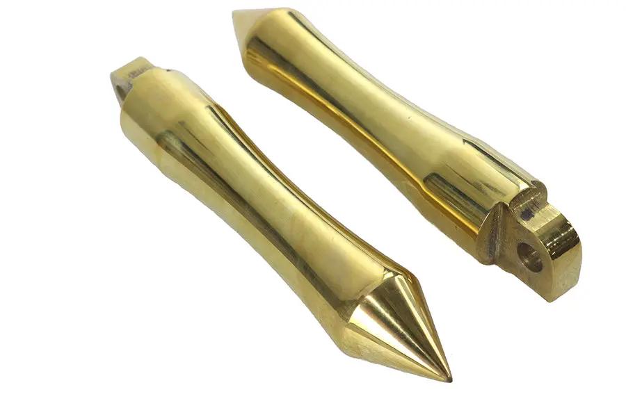 V-Twin 27-0775 Solid Brass Pirate Spike Footpeg Set – 6 Inch Motorcycle Footpegs for Custom Bikes by V-Twin