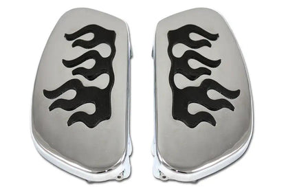 Wyatt Gatling Driver Footboard Set Chrome with Flame Design for Harley Davidson FLT Models by Wyatt Gatling