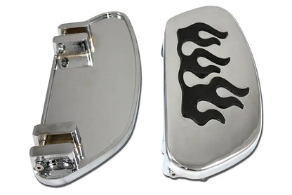Wyatt Gatling Driver Footboard Set Chrome with Flame Design for Harley Davidson FLT Models by Wyatt Gatling