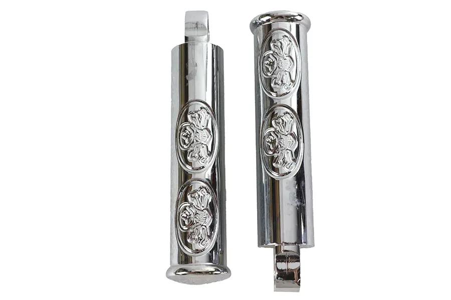 Wyatt Gatling Chrome Skull Style Footpeg Set with 1-1/16 Inch Diameter and 5-1/2 Inch Length by Wyatt Gatling