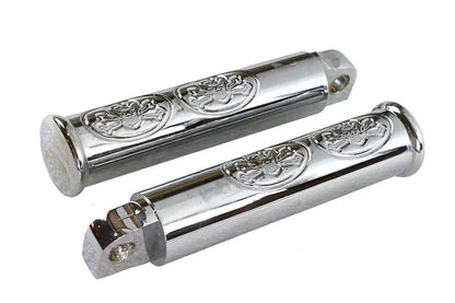 Wyatt Gatling Chrome Skull Style Footpeg Set with 1-1/16 Inch Diameter and 5-1/2 Inch Length by Wyatt Gatling