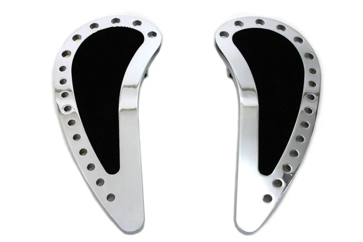 Wyatt Gatling Chrome Driver Half Moon with Rubber Footboard Set for Harley Davidson FLT 1980-1989 by Wyatt Gatling