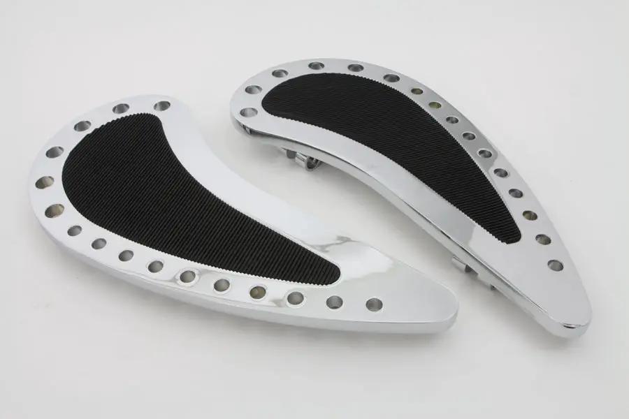 Wyatt Gatling Chrome Driver Half Moon with Rubber Footboard Set for Harley Davidson FLT 1980-1989 by Wyatt Gatling