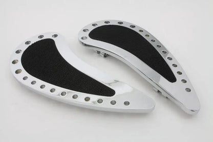 Wyatt Gatling Chrome Driver Half Moon with Rubber Footboard Set for Harley Davidson FLT 1980-1989 by Wyatt Gatling