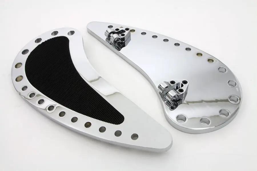 Wyatt Gatling Chrome Driver Half Moon with Rubber Footboard Set for Harley Davidson FLT 1980-1989 by Wyatt Gatling