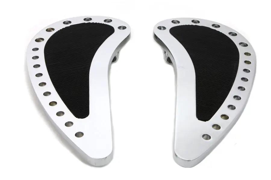 Wyatt Gatling Chrome Driver Half Moon with Rubber Footboard Set for Harley Davidson FLT 1980-1989 by Wyatt Gatling