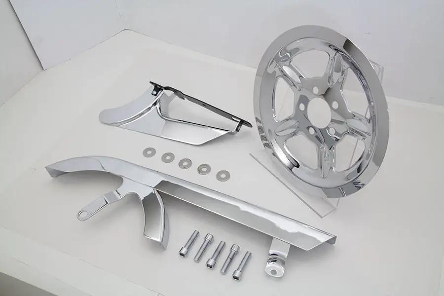V-Twin Chrome Belt Guard and Pulley Cover Kit for Harley Davidson XL Models by V-Twin