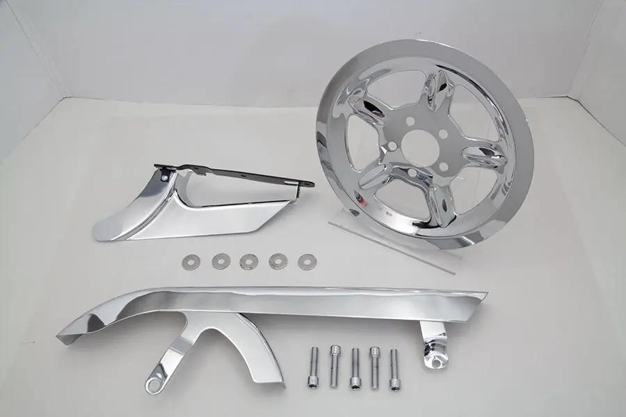 V-Twin Chrome Belt Guard and Pulley Cover Kit for Harley Davidson XL Models by V-Twin