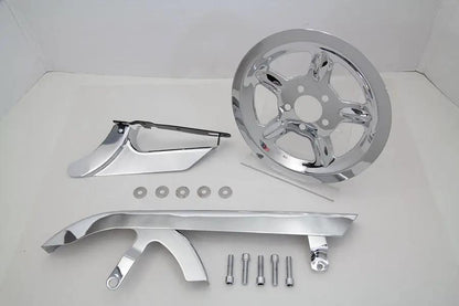 V-Twin Chrome Belt Guard and Pulley Cover Kit for Harley Davidson XL Models by V-Twin