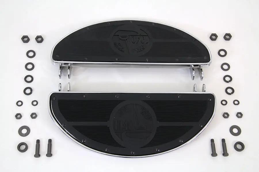 V-Twin World's Fair Style Half Moon Footboard Set Chrome - Fits 1936-1945 Harley Davidson W by V-Twin
