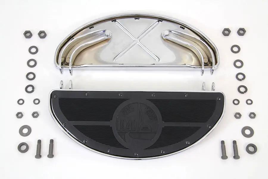 V-Twin World's Fair Style Half Moon Footboard Set Chrome - Fits 1936-1945 Harley Davidson W by V-Twin
