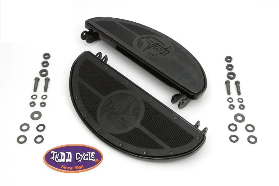 V-Twin World's Fair Style Half Moon Footboard Set Black for Harley Davidson G Models by V-Twin