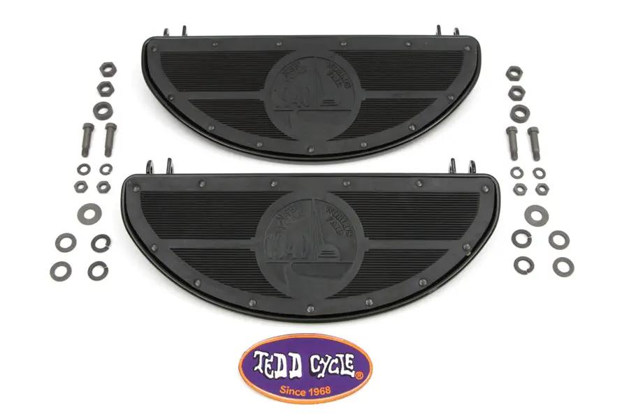 V-Twin World's Fair Style Half Moon Footboard Set Black for Harley Davidson G Models by V-Twin