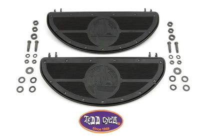 V-Twin World's Fair Style Half Moon Footboard Set Black for Harley Davidson G Models by V-Twin
