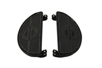 V-Twin Replica Driver Gloss Black Footboard Set with Logo for Harley Davidson FL Models by V-Twin
