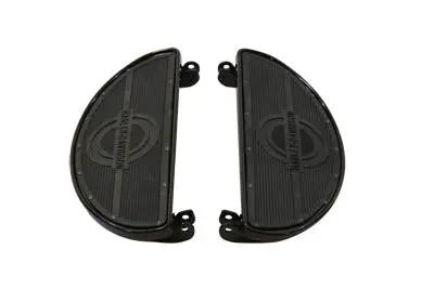 V-Twin Replica Driver Gloss Black Footboard Set with Logo for Harley Davidson FL Models by V-Twin